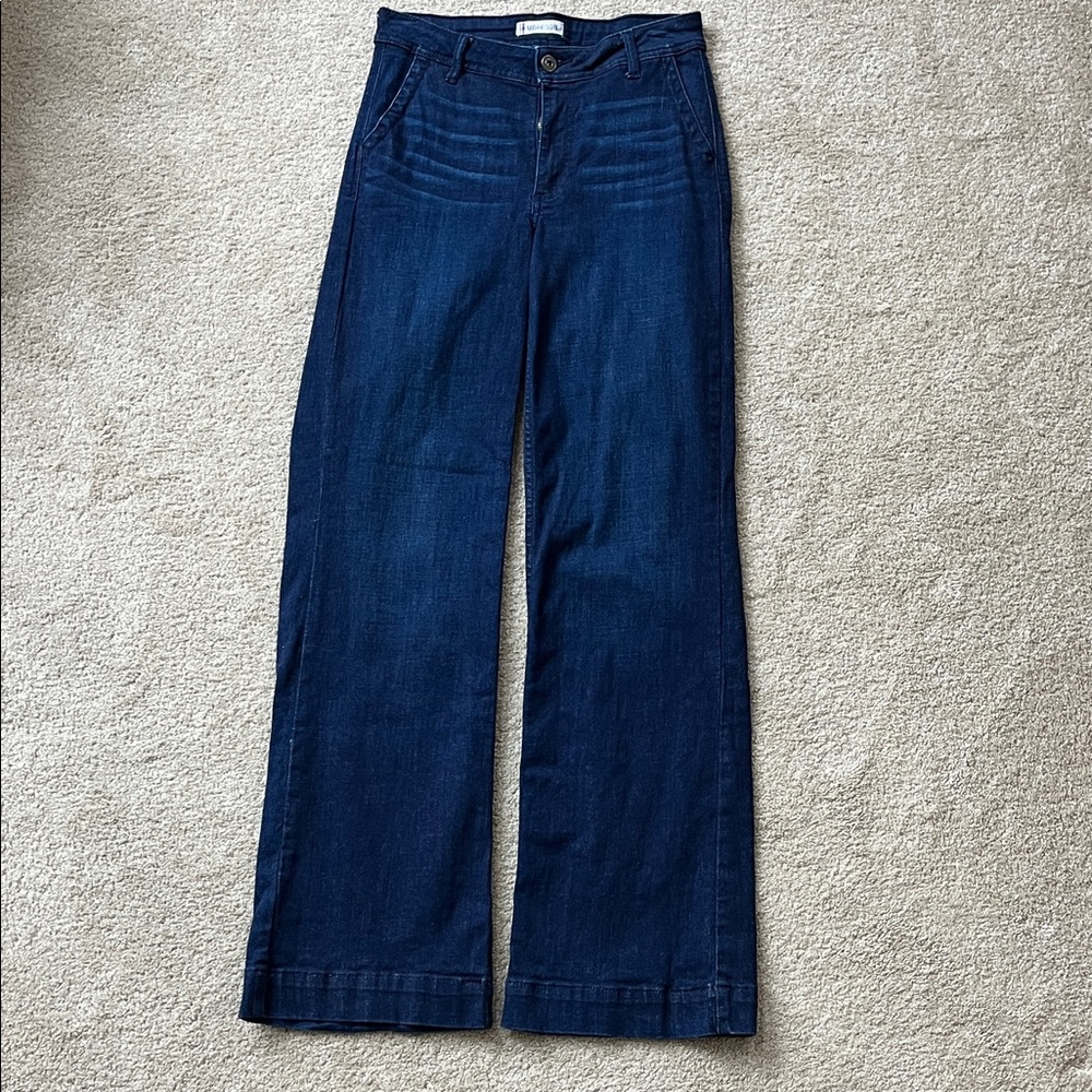 Morrison denim dark wash wide leg trouser with large hem 32” inseam - WORN ONCE